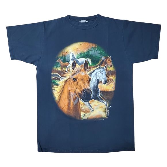 Vintage CREATIVE APPAREL Concepts Shirt RUNNING HORSES - Picture 1 of 5